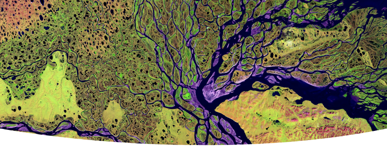 An aerial view of a river system